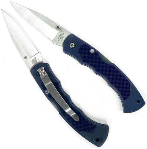 4.5" Lock Back Blue Plastic Handle Pocket Knife with Metal Clip, 3.5"/ 3CR13 Stainless Steel Blade